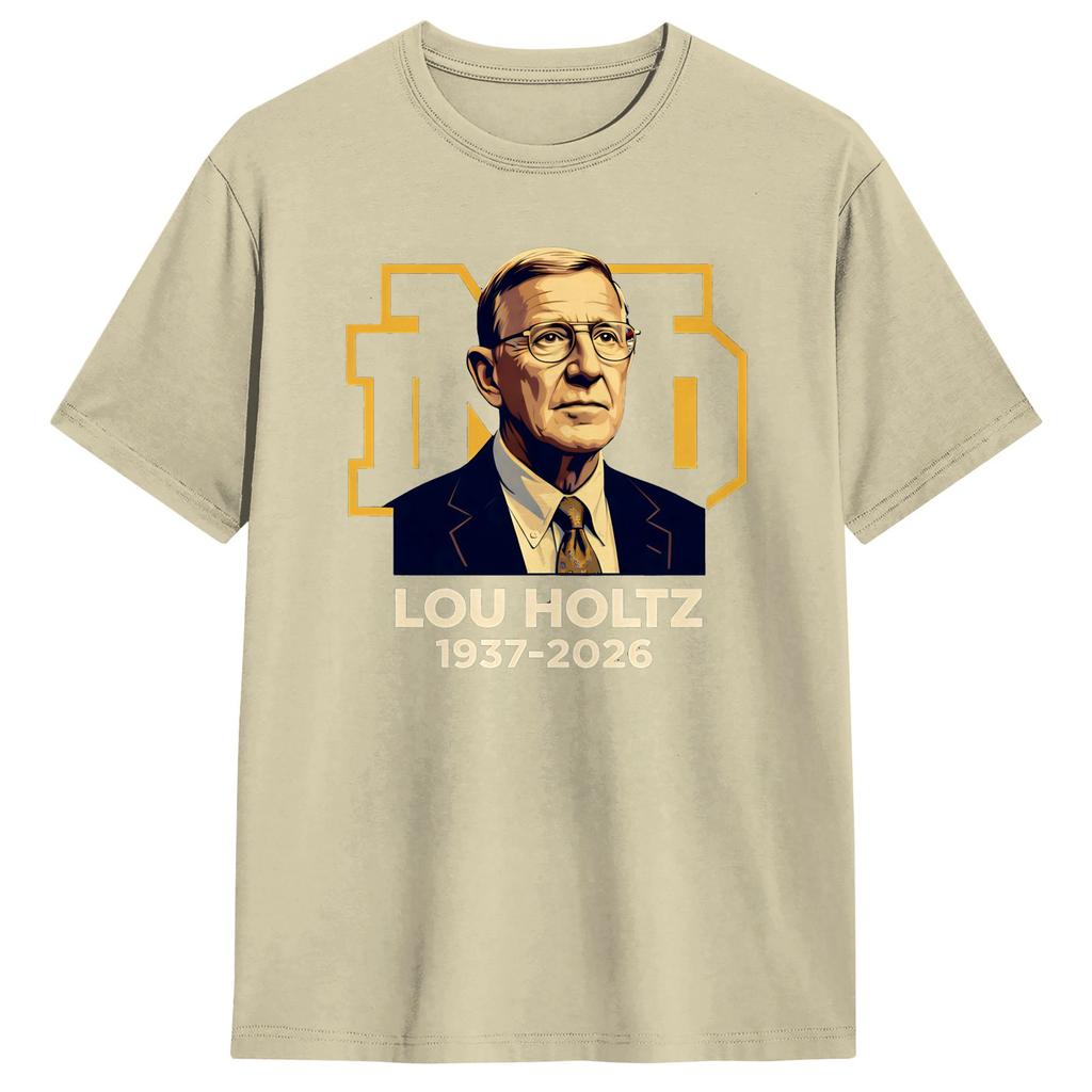 Lou Holtz ND RIP 1937 2026 Cotton T Shirt For Adult Summer Street Style TShirts ONeck Fashion Tee Shirt Big Size Hot Sale Tops