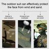 Camouflage Sonnenhut mit Sturmhaube Gesichtsmaske, UV-Schutz Herren Hut mit breiter Krempe, Atmungsaktiver Fischerhut für Outdoor Angeln Wandern Radfahren