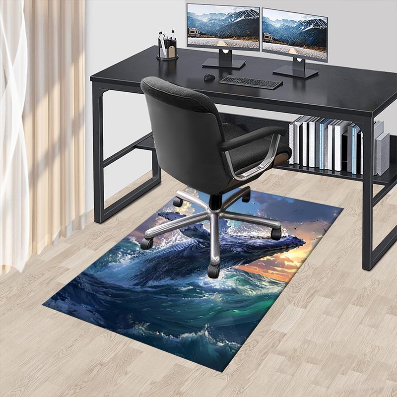 

Whale Theme Office Carpet Chair Mat: Large Size, Non Slip Desk Pad for Home Decor, Suitable for Bedroom, Living Room, and Various Rooms 60cm by 90cm