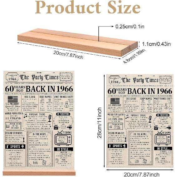 Trgowaul 60th Birthday Decorations Women Men, Vintage Back In 1966 Birthday Poster Acrylic Table Sign with Stand, 60th Anniversary Decor Gifts for