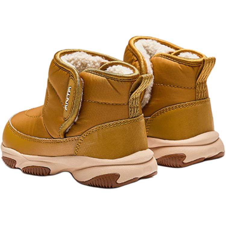 Anta Kids Synthetic Leather Fashion Versatile Non-Slip Warm High-Top Walking Shoes Baby Shoes Sandy-Brown A12440057-1