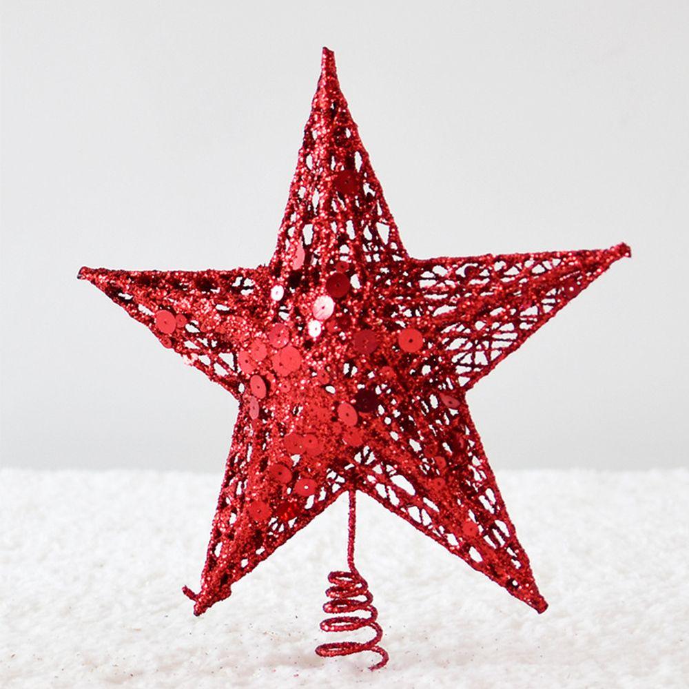 Home Navidad Glitter Iron Gold Christmas Decoration Christmas Tree Top Star Tree Ornaments