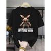 Herrenmode Rundhals-T-Shirt, Dunkler Humor Meme-Stil Herren Kurzarm, Gewaltiger Cartoon-Hase Deutscher Humor Stil, Wesentlich für den täglichen Weg