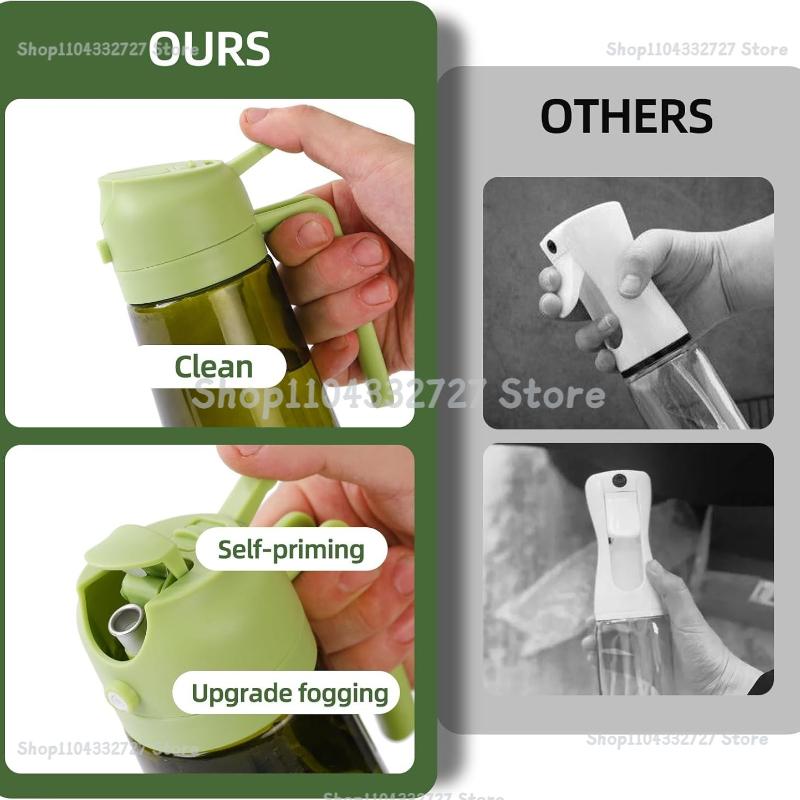Oil Cruet Olive Oil Dispenser Sprayer for Cooking 2 in 1- Spray and Pour Dark Green Oil Sprayer Bottle 500ml Spice Rack