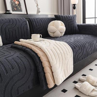 Verdickte Samt Sofabezüge Rutschfeste Sofamatte Winter Warm Couch Überwürfe für Wohnzimmer Französischer Stil Einfarbig Sofa Handtuch