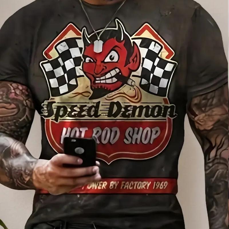 New Summer Men's Fashion T-shirt Personality Dragon Printed Men's T-shirt Top