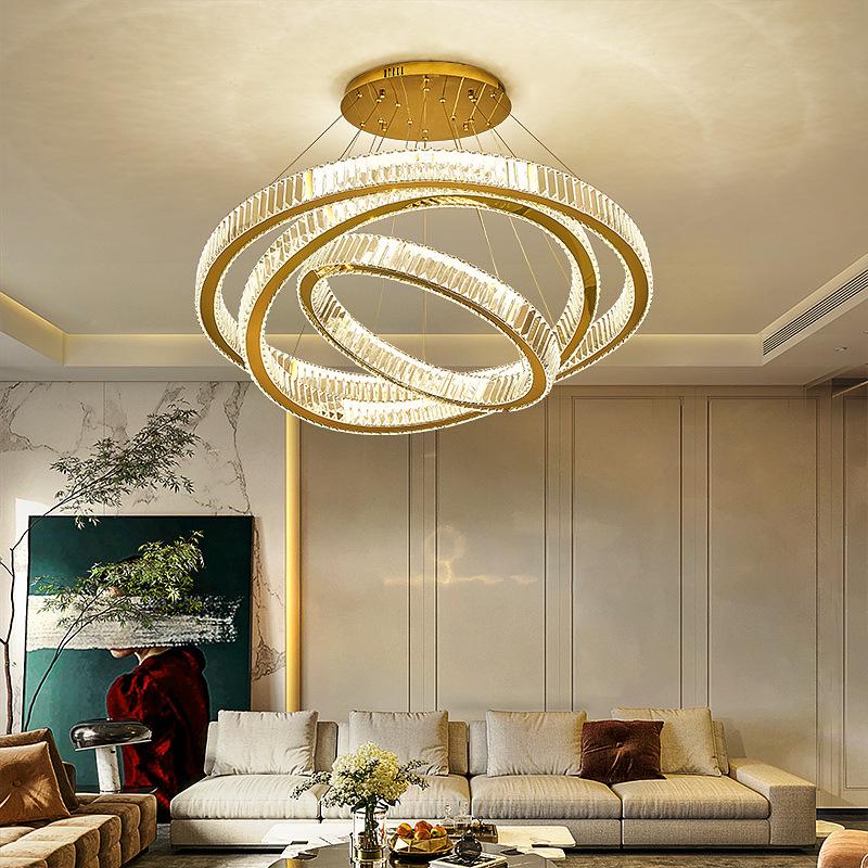Modern Minimalist Crystal Chandelier for Double-Height Spaces