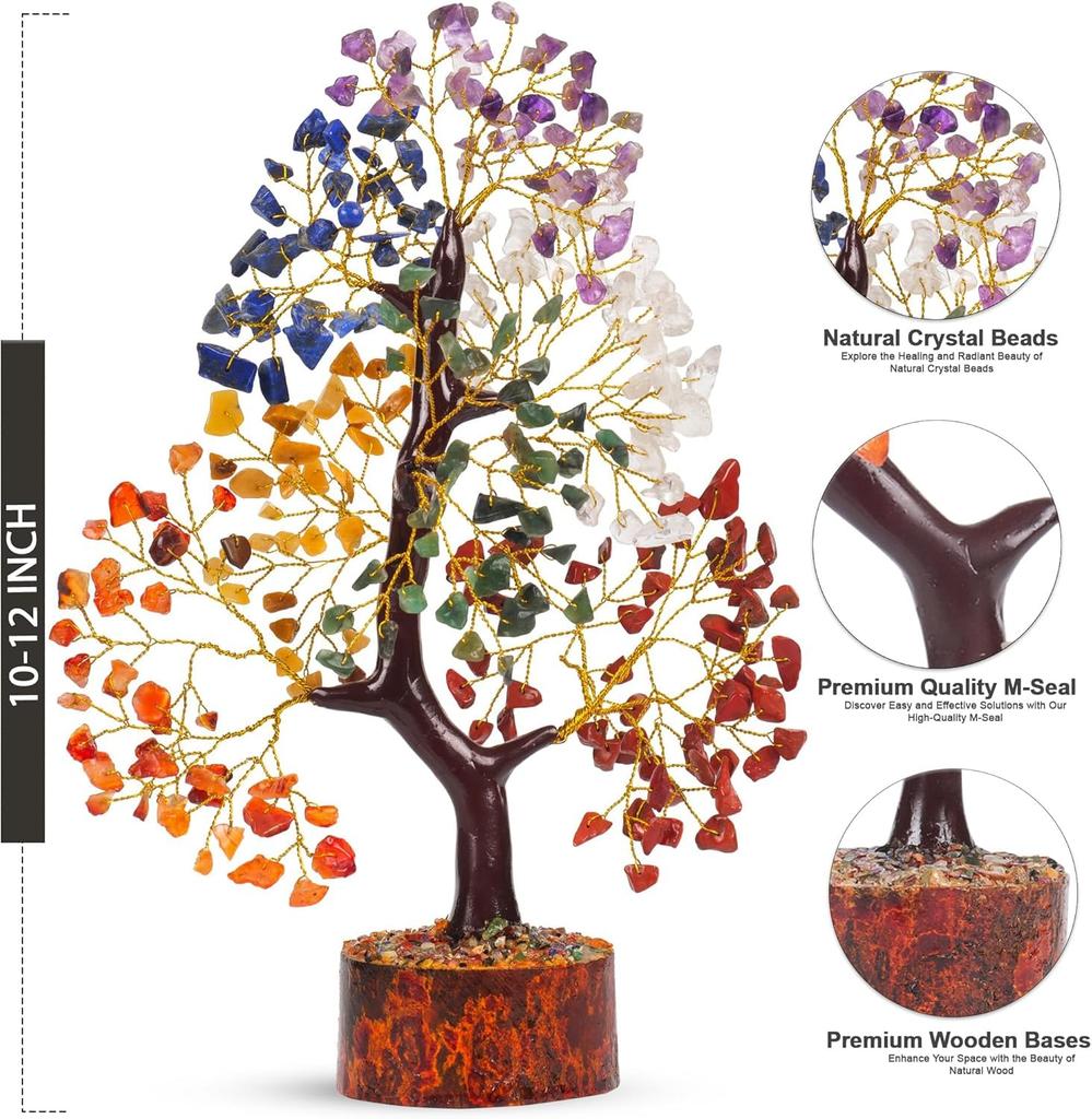 ROYAL SAPPHIRE Crystal Tree for Positive Energy - Crystals & Healing Stones - Feng Shui Seven Chakra Tree of Life Decor - Home Decorations for Li
