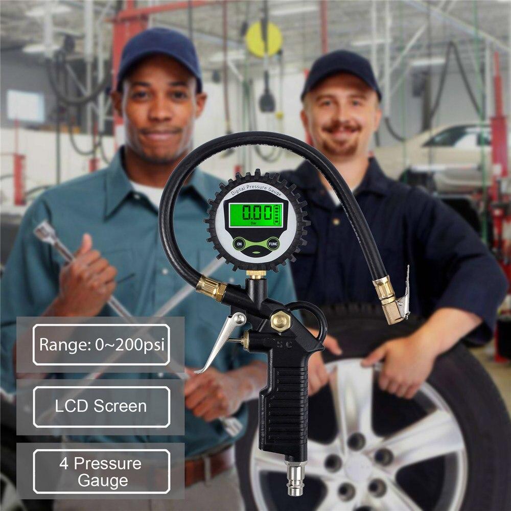 

Digital LCD Display for Auto Car Bike Motor LED Backlight Vehicle Tester Car EU Tire Air Pressure Inflator Gauge Portable