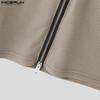 INCERUN Summer Men O Neck Zip-up Sleeveless Rib Sport Casual Fitted Tank Tops