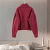 Casual Turtleneck Pullover Women Autumn Winter Dark Red Loose Sweater Female Full Sleeves Solid Color Knitwear Lady All-match Pullovers