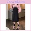 Summer Slit Midi Skirt With Cotton Blend Fabric For Elegant Womens Casual Wear
