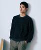 Nano Universe Mercerized Cotton Ribbed Striped Crew Neck Size Pattern Knit, Men's, M, 361, 2, 668-5222220