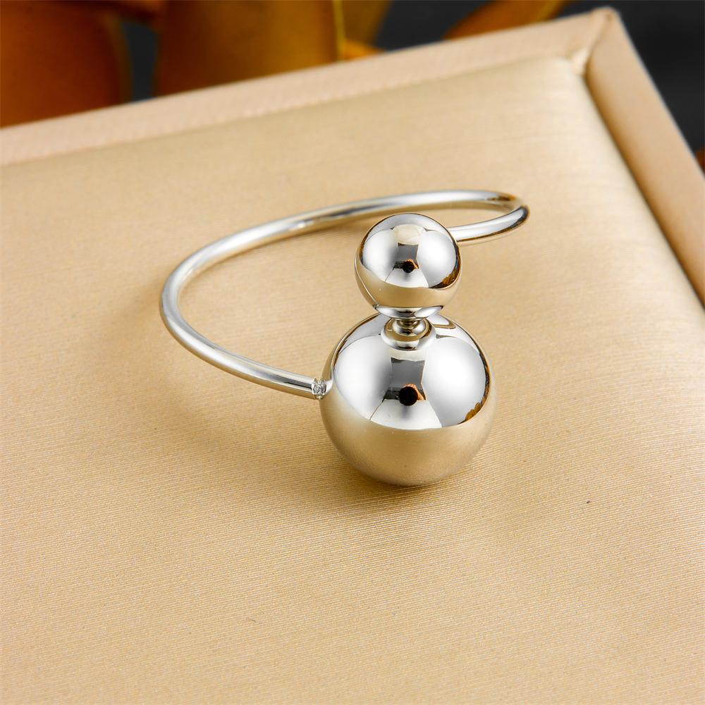 DIEYURO 316L Stainless Steel Golden Glossy Round Open Finger Ring For Women Fashion Trend New Concise Ring Jewelry Party Gift