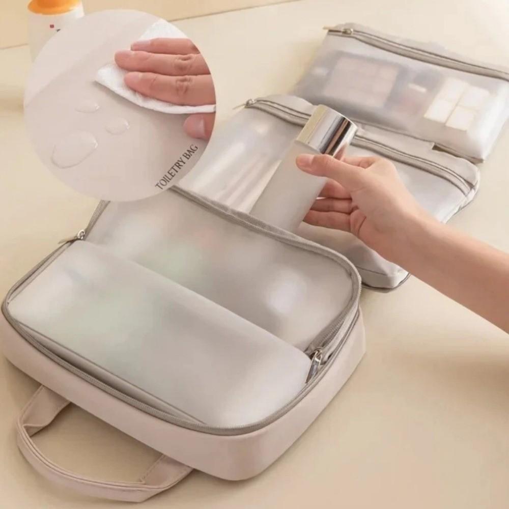 Portable Foldable Makeup Bag Waterproof PU Travel Toiletry Bag Handheld Dry and Wet Separation Women Wash Bag Cosmetic Pouch