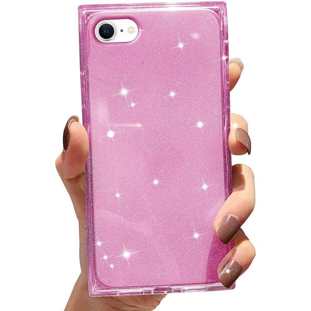 Square Glitter Case for iPhone 7/8/SE 2020/SE 2022, Rose Gold