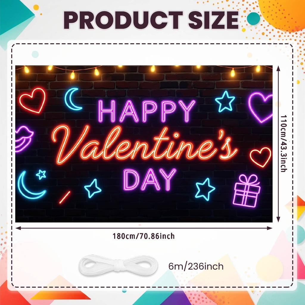 Love Party Banner Heart Pattern Valentine's Event Backdrop Happy Valentine's Day Banner Gift Box Design For Photo Shoot Lover's