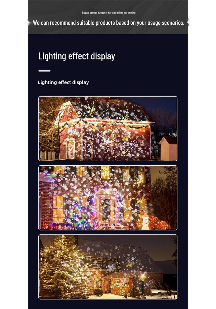 LED Snowflake Projector Lamp with Rotating USB Film Patterns - Christmas Atmosphere Decoration Light