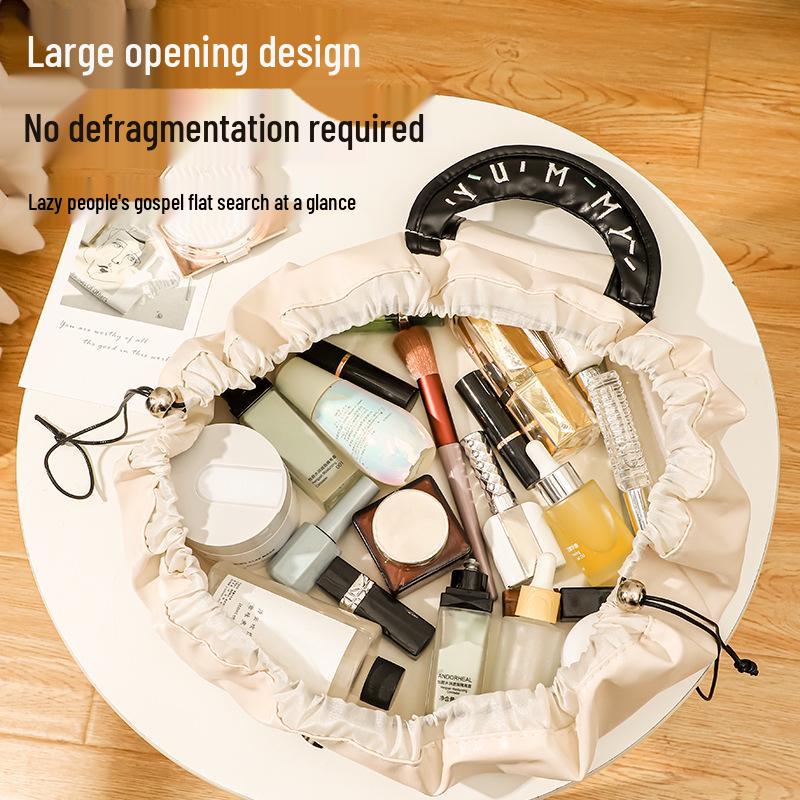 Women's Lazy Drawstring Makeup Bag - Large, Portable, Waterproof Cosmetic Travel Organizer