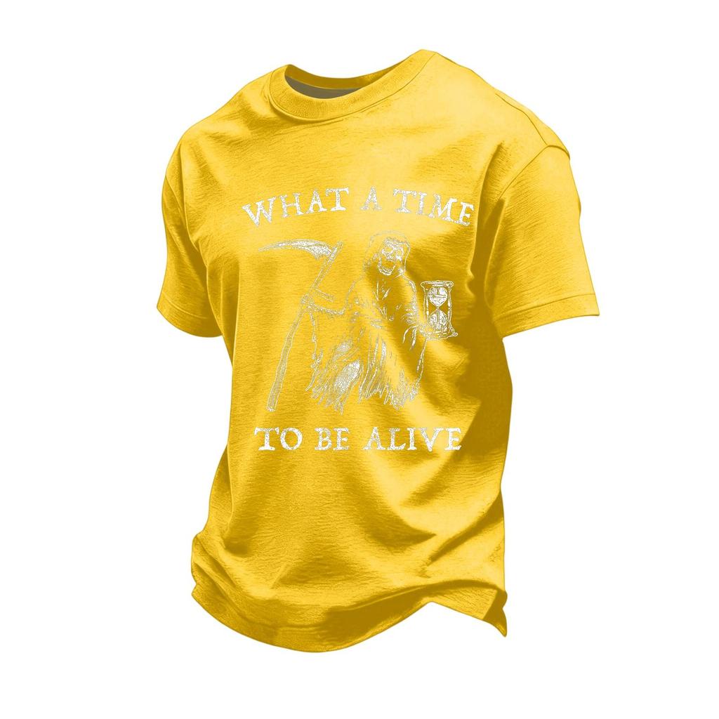 Men's Casual Loose Fit Short Sleeve T-Shirt with Graphic Print Crew Neck Top Comfortable Everyday Wear