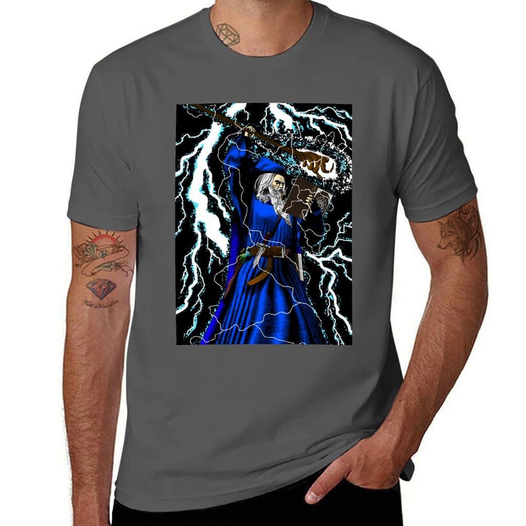 Merlin Traditional High Fantasy Wizard Blue TShirt Sun Block Outdoor TShirt