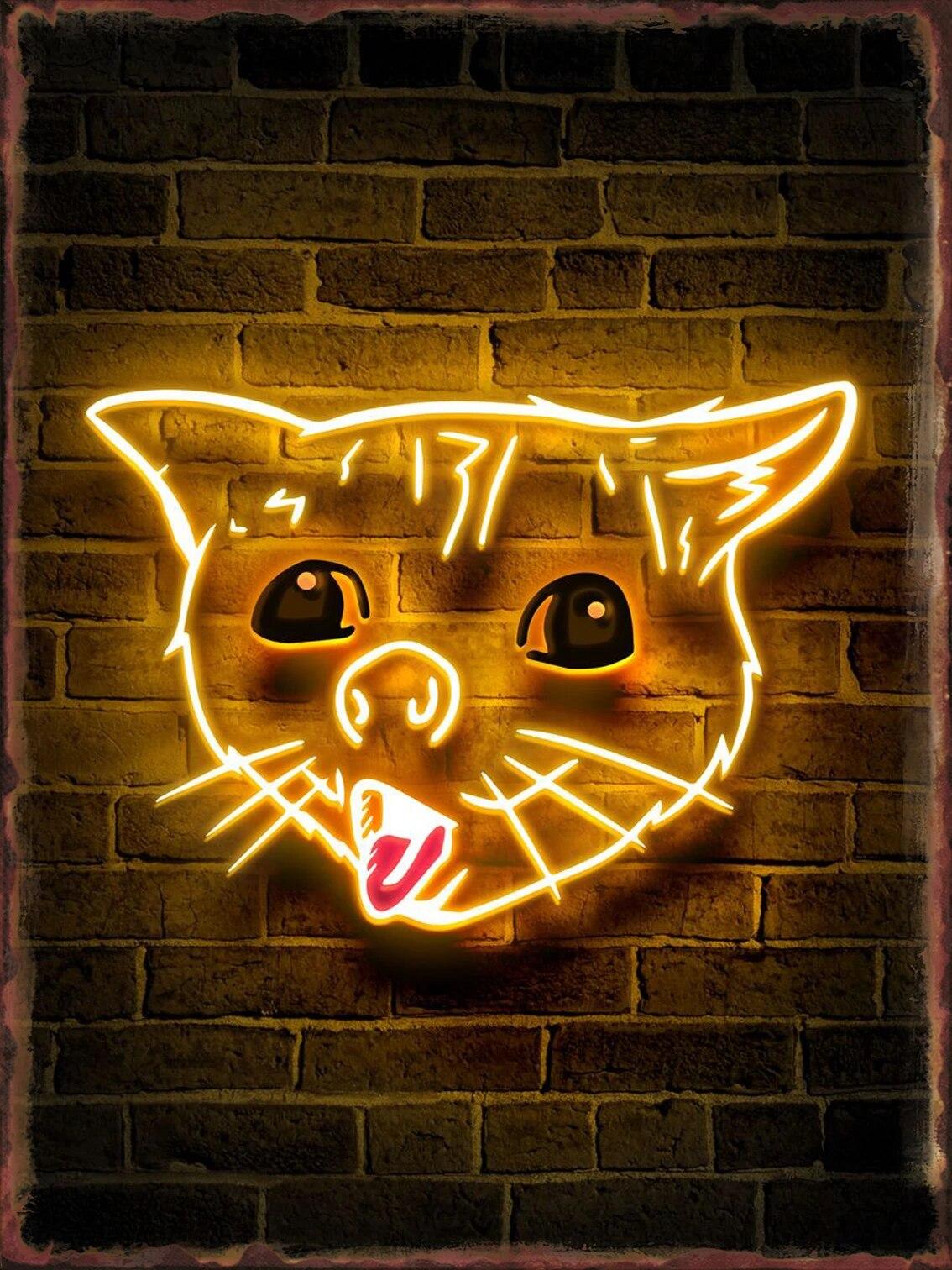 

Забавные мемы неоновый плакат металлическая жестяная вывеска для клубного паба домашний декор эстетика настенные декоративные таблички украшение комнаты художественные картины 20x30cm