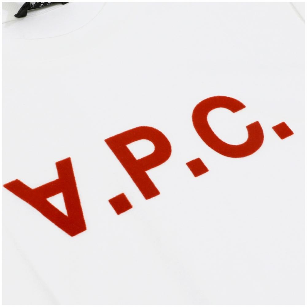A.p.c. VelveT Logo STandard Grand Unisex T shirT M26384 Ilm Blanc TerracoTTa Vpc