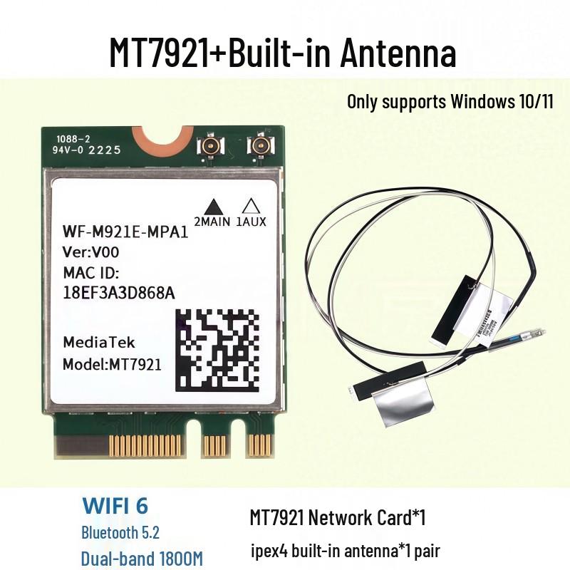 Wi-Fi 6E Dual-Band Bluetooth 5.3 Wireless Network Card (Models: MT7922, MT7921K, MT7902)