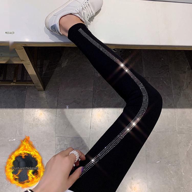 Women s Plus Size Velvet-Lined Korean Style Slimming Leggings for Autumn/Winter One Size