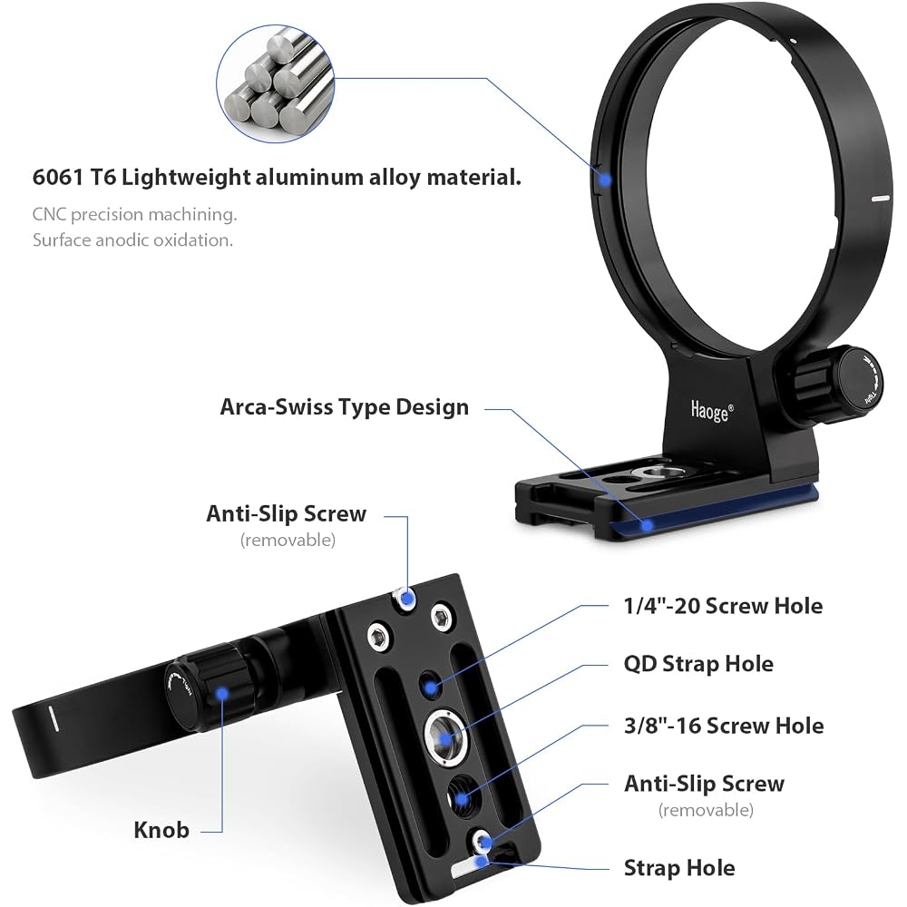 Haoge LMR-SM140S Lens Color Replacement Foot Tripod Mount Ring Stand Base for Sigma 100-400mm F5-6.3 DG DN OS Lens and Sony E Mount Art 105mm F1.4 DG 