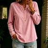 Women's Corduroy V-Neck Long Sleeve Top - Casual Loose Fit Blouse for Everyday Wear