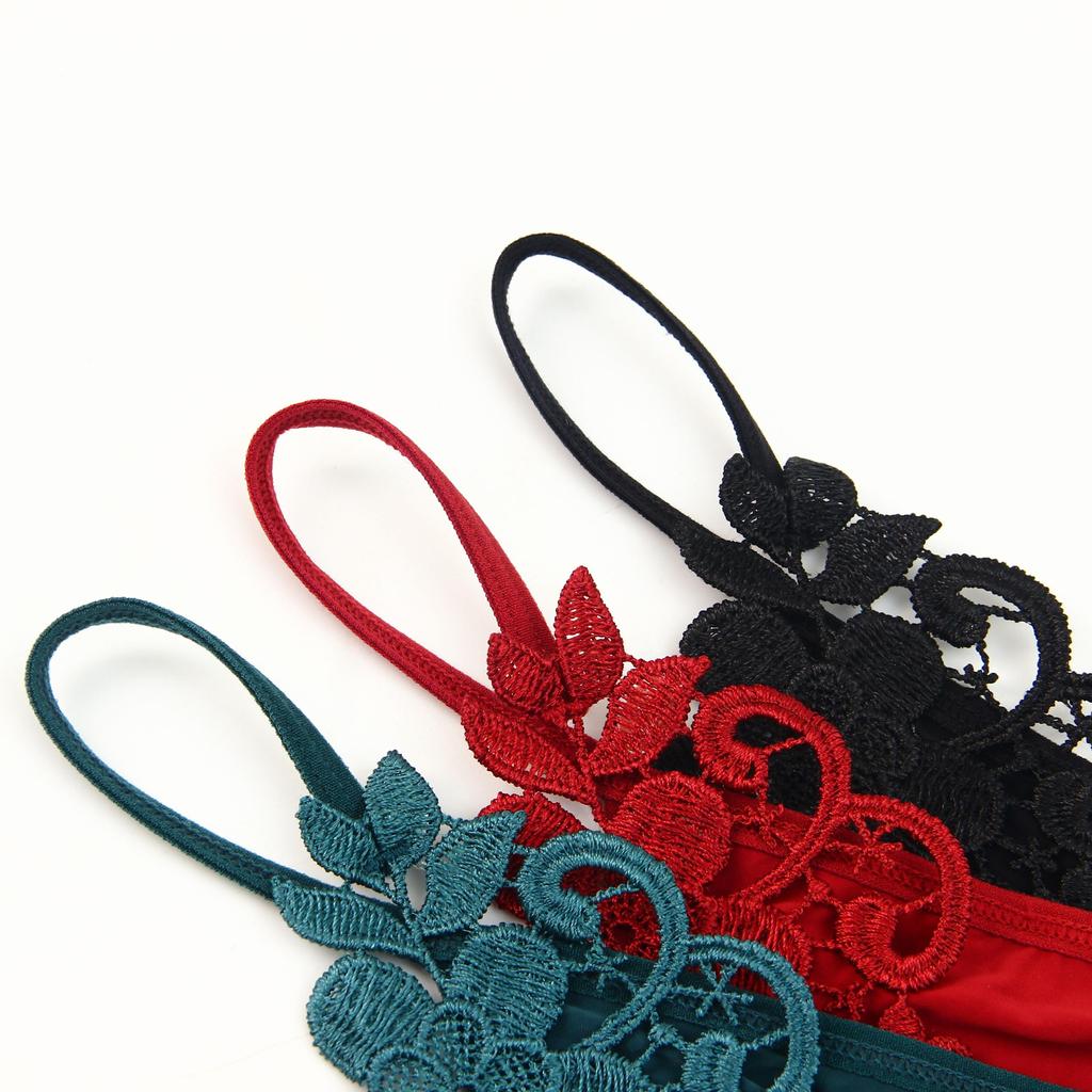 G String Sexy Women's Underwear Floral Embroidery Transparent Panties Thong Female Lace Temptation Low-waist Briefs