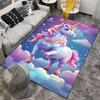 Colorful Unicorn On Clouds Fantasy Carpet for Bedroom Decor Suitable for Use As an Anti-slip for Living Room Bedroom Sofas