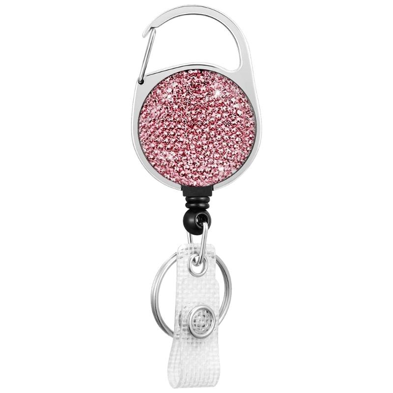 Retractables Keyring Wire Rope Badges Holder Outdoor Rhinestones Keychains