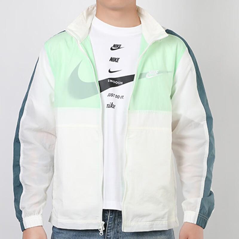 Nike Sportbekleidung Weblogo Packbare Kapuzenjacke Herren Jacken Weiß Grün CU4310-133