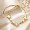 European and American Light Luxury Four-leaf Clover Zircon Bracelet Female Titanium Steel Does Not Fade Niche High-end Accessories