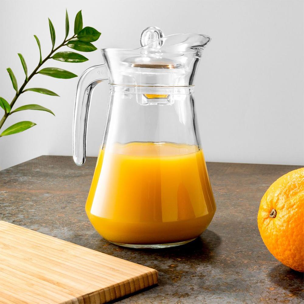 Glass Jug For Drinks With Handle And Lid, Set Of 2, 2X1.4 L