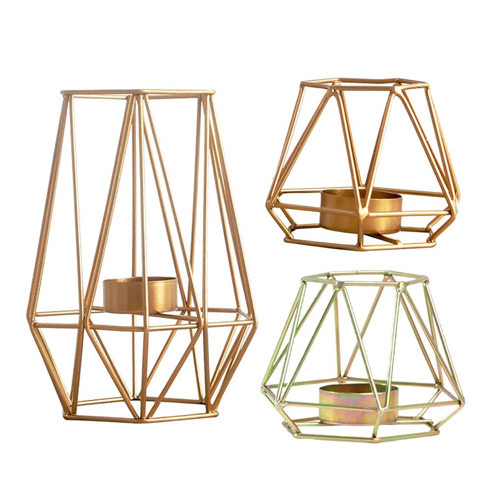 3D Geometric Iron Art Candle Holder Modern Votive Candle Stand Tea Light Decor for Wedding Centerpiece