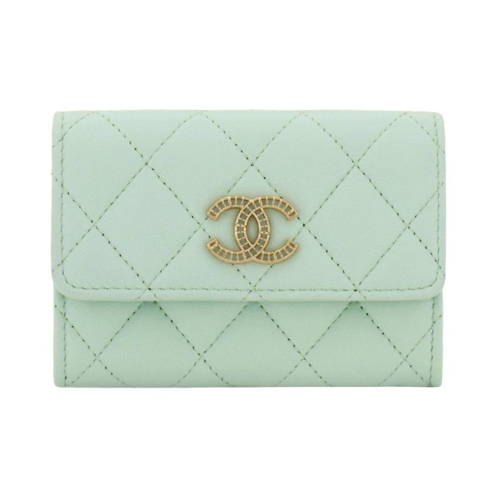 Chanel  Quadri-Quilted  Double C Logo  Handbag  Women's Style  Green
