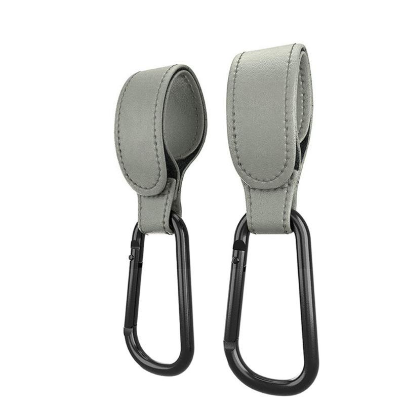 Convenient Baby Stroller Hooks Clips Stroller Accessories Aluminum Alloy Carabiner for Hanging Diaper Bags PU Leather