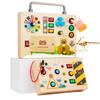 Drewniana Sensoryczna Tablica Manipulacyjna Zabawki Montessori Dzieci Przełącznik Gniazdko Przycisk Elektroniczny Przełącznik Światła LED Gra Myślenia Maluch Zmysły