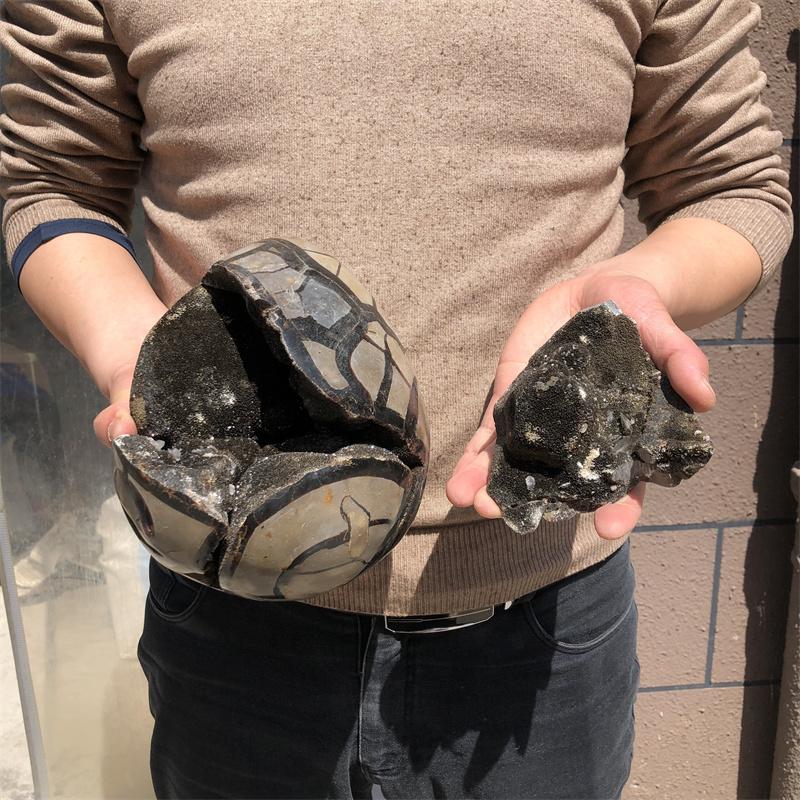 4.3kg Natural curvature of the furnishing articles Turtle grain stone egg Ball Septarian nodule Crystal Healing quartz
