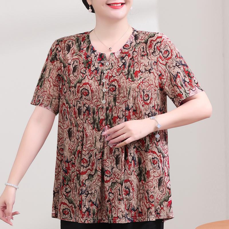 Plus Size Elegant Women's Blouses Summer Oversize Tops Woman Casual Short Sleeve Shirts