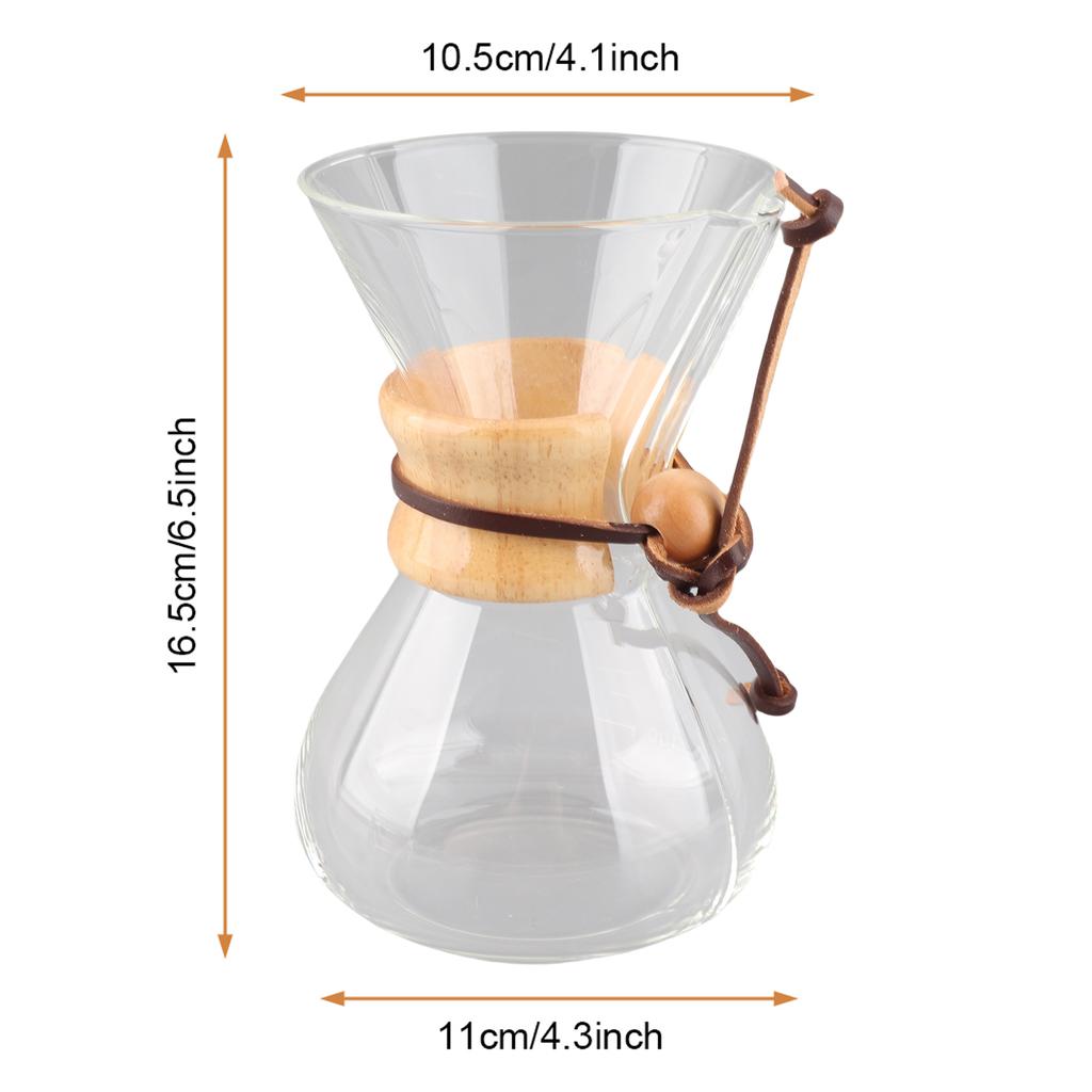 Kávovar 400ml Žáruvzdorné Sklo s Vysokým Obsahem Borosilikátu Pour Over Ručně Vařený Kávovar pro Domácnost