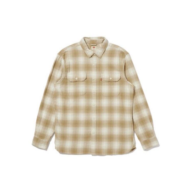 Levis Fw22 Plaid Print Long Sleeve Shirt Men Shirts Beige 19573-0173