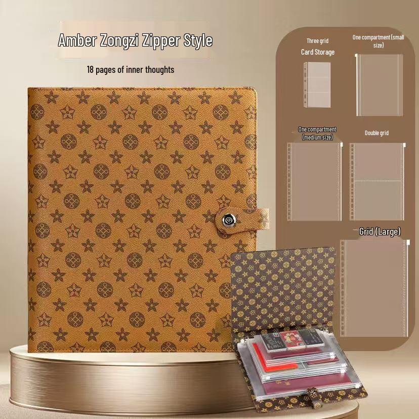 Family Document Storage Bag: Leather Magnetic Buckle A4 Album for Certificates, Receipts & Documents