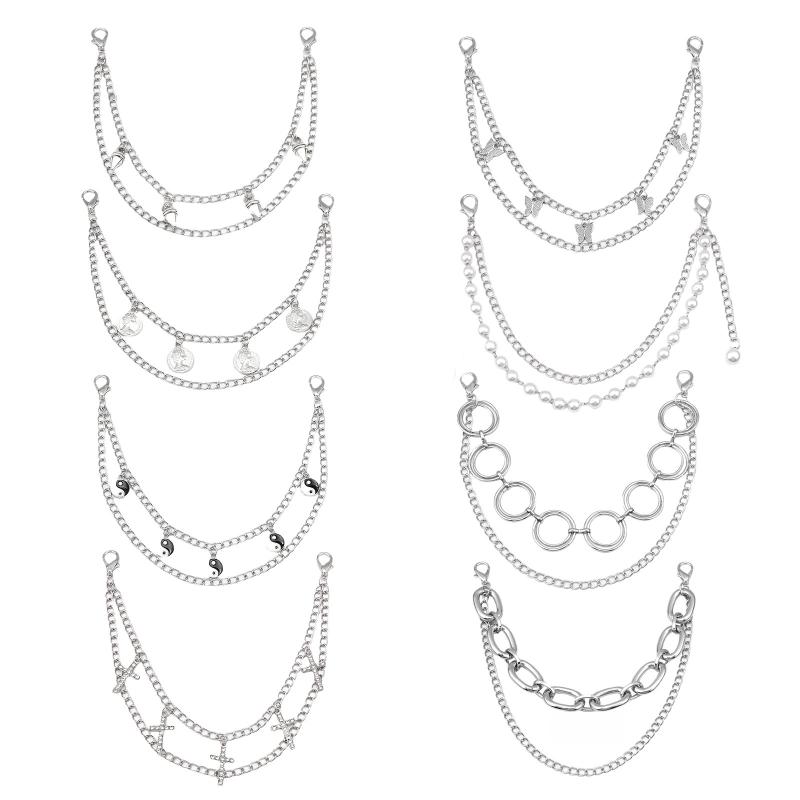 1 Piece Diy Handles Butterfly Cross Pearl Pendant Shoulder Bag Chain Replacement Bag Accessories Multi-Layer Metal Bag Chain