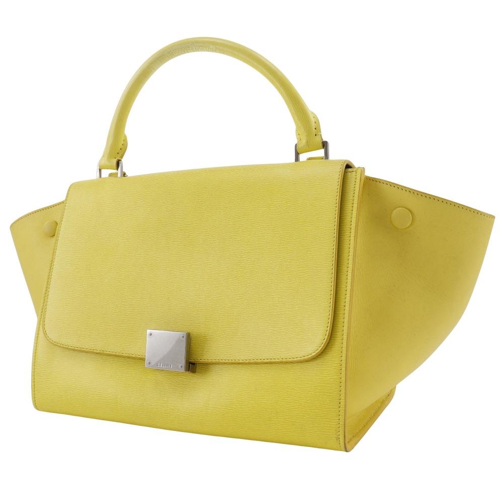 CELINE Trapeze Small Handbag 174683 yellow Calfskin Women Used