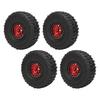 4PCS 1.9inch RC Crawler Rubber Tires 12 Hole Aluminium Alloy Wheels Hub Replacement for SCX10 1 10 Red
