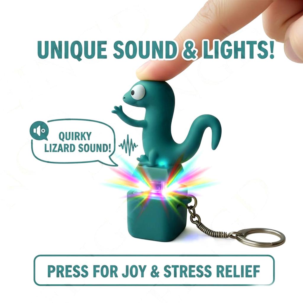 Rechargeable Lizard Button Sound Keychain Funny Decompression Toys Portable Stress Relief Fidget Button Toy Hanging Ornament